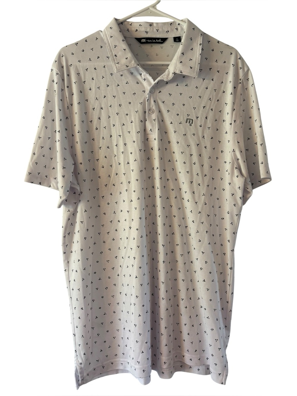 Travis‎ Mathew Men's White w/ Black/Gray Dot Detail Performance Polo Size XL